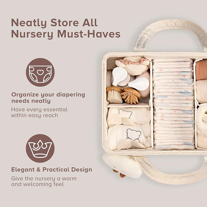 Baby Diaper Caddy Organizer, Baby Basket Shower Gift, Portable Changing Table - Image 7