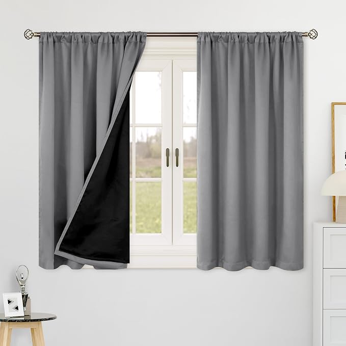 BGment Dove Grey Short Camper Curtains - Image 2