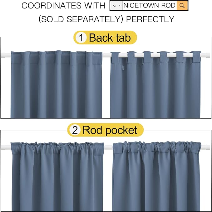 NICETOWN Stone Blue Blackout Curtains - Image 3