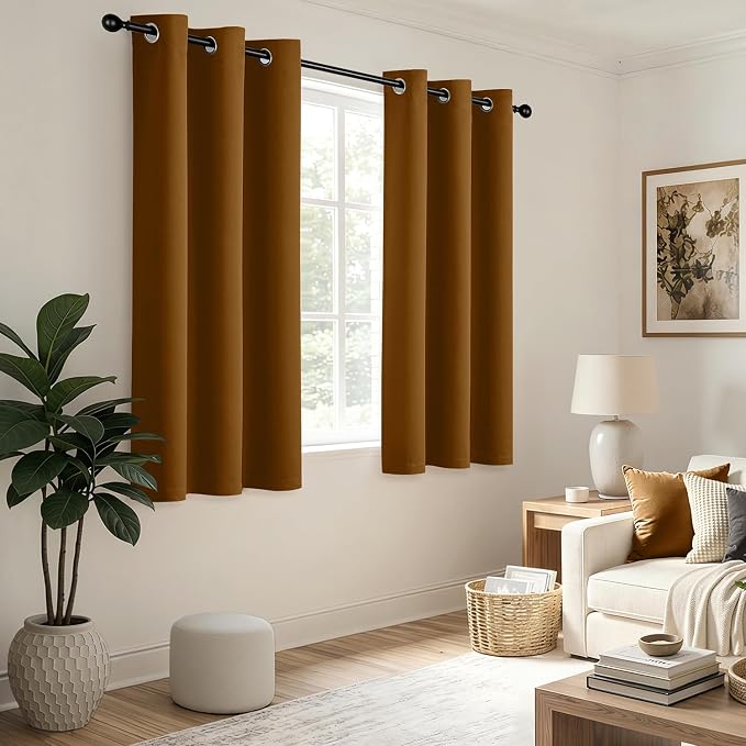 Brown Blackout Curtains for Bedroom Living Room W40 x L63 Inch | 63 Inch Long - Image 6