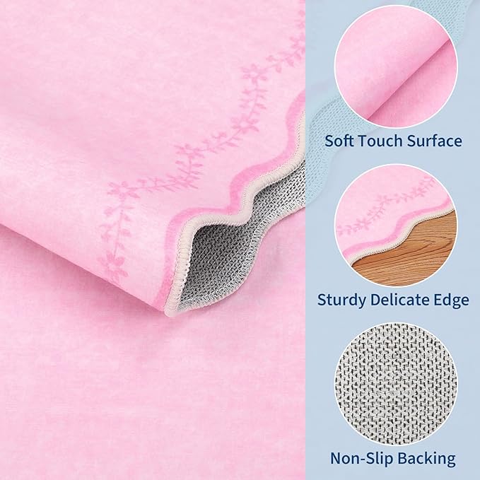 GarveeHome Scalloped Area Rugs 8x10 Large Pink Washable Living Room Rug | Soft - Image 4