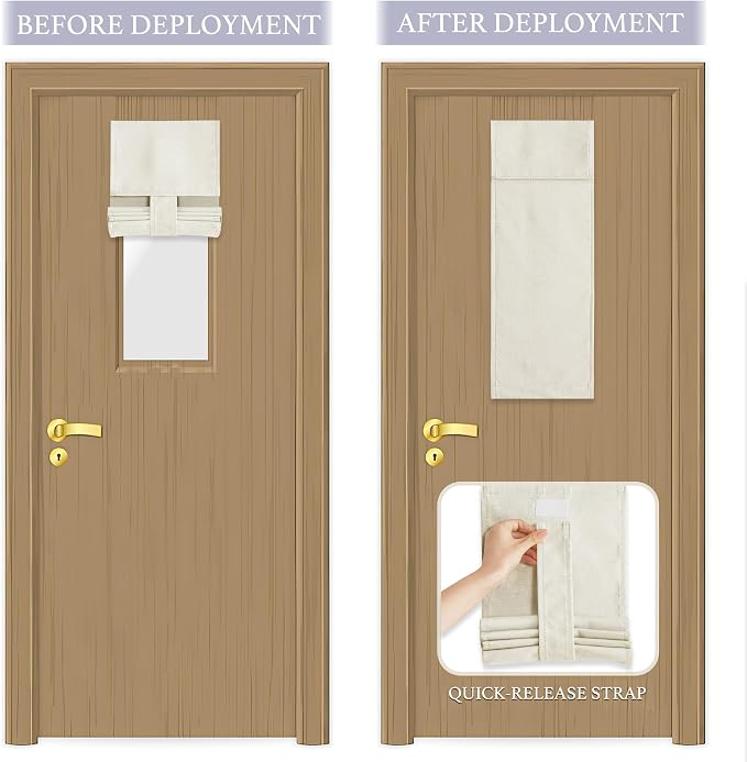 RYB HOME Classroom Door Window Cover, 100% Blackout Lockdown Shades | Linen - Image 5