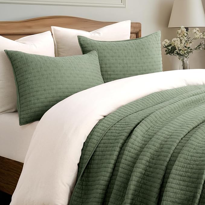 Cross Stitch Pre-Washed Cotton Quilt Bedding Set King Size, Oversized 3 Pieces - Image 2