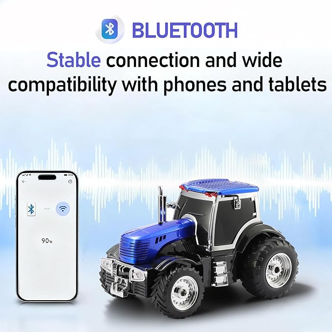 Tractor Head Bluetooth Speaker – unique Bluetooth car speaker with HD stereo, TWS pairing, LED party lights, portable wireless outdoor speaker, car model decoration, and a great gift for men(Blue)