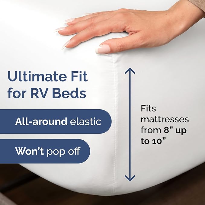 RV Short Queen Sheet Set 60 X 75 - 4 Piece RV Short Queen Bed Sheets - Ultra Soft, Breathable & Cooling - Designed for Bunks, Trailers & Camper - Fits 8” to 12" Mattress - Hotel Luxury Bedding - White