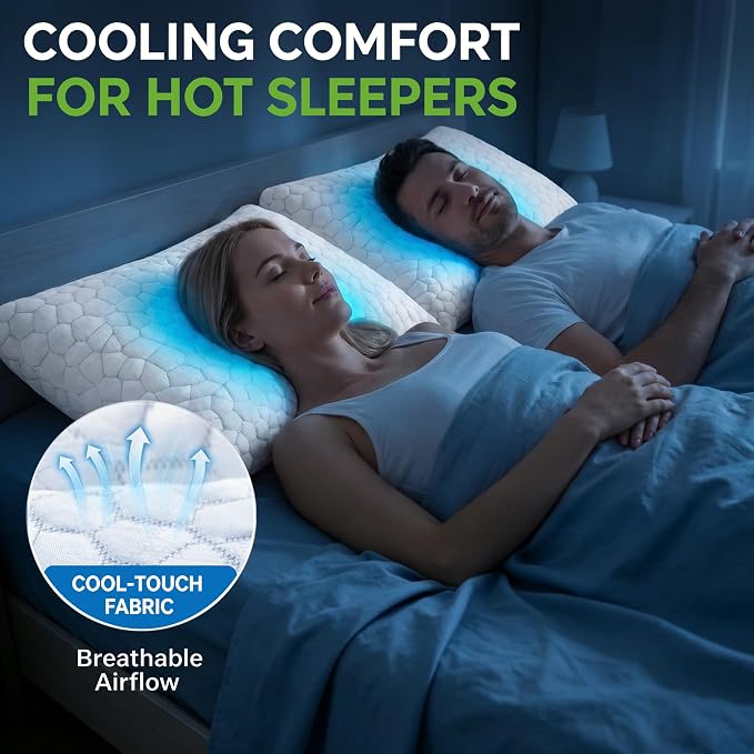 SUPA MODERN Cooling Pillow Standard Size Set of 2, CertiPUR-US Shredded Memory - Image 4