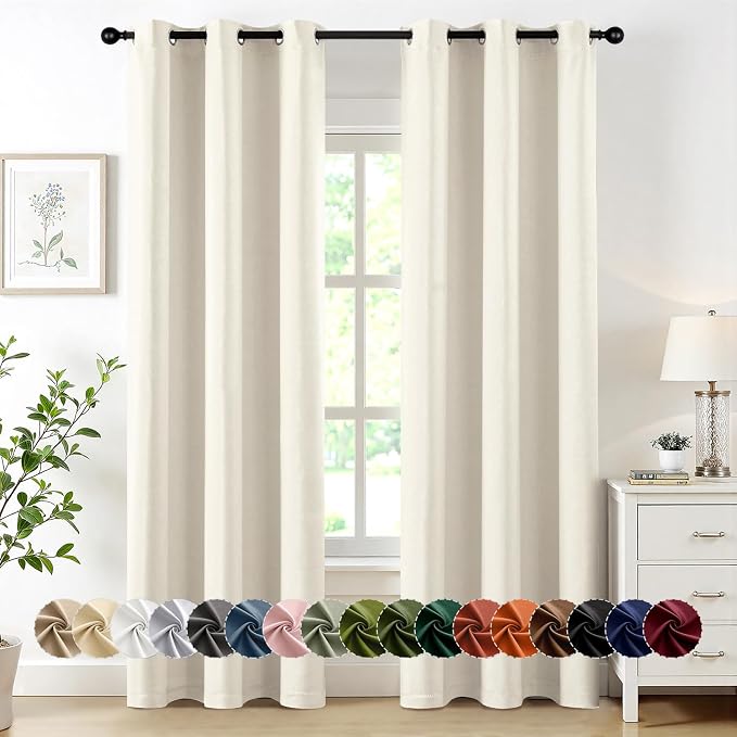 MIULEE Blackout Curtains for Bedroom 2 Panels 40 x 72 Inch Long Beige White | by MIULEE