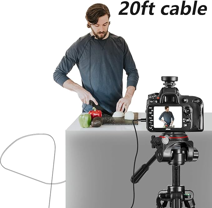 Nicama LVM1 Lavalier Lapel Microphone with Windscreen Muff for DSLR Camera Canon Nikon Camcorder Zoom TASCAM Audio Recorder Smartphone PC