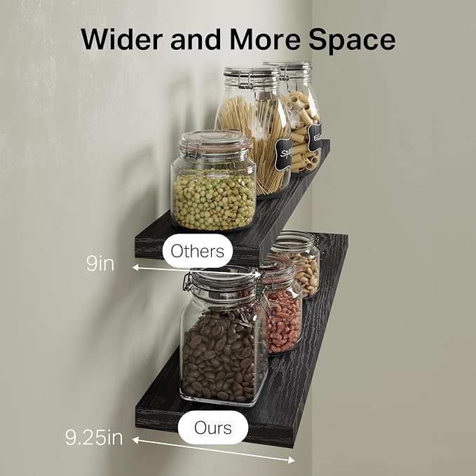 BAYKA Black Floating Shelves 47.2in, Wall Mounted - Image 6