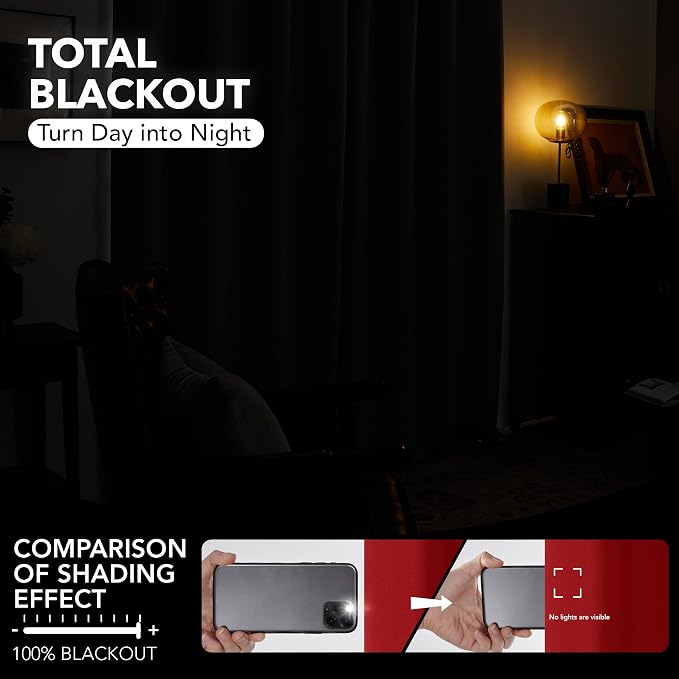 Deconovo 100% Blackout Curtains, Thermal Insulated Window Drapes, Noise - Image 4