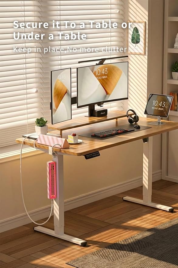Desk Clamp Power Strip with Nightlight, 40W Fast Charging, 10FT Extension Cord - Image 3