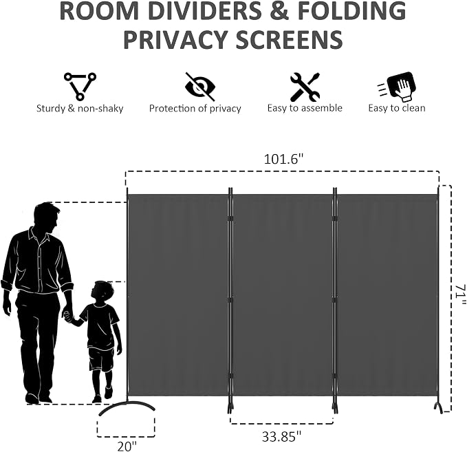 3 Panel Room Divider 6 Ft Folding Screen Room Dividers - Image 4