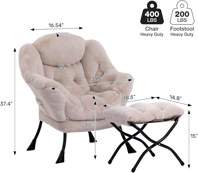 HollyHOME Lazy Chair with Foldable Ottoman, Accent Comfy Lounge Armchair and - Image 3