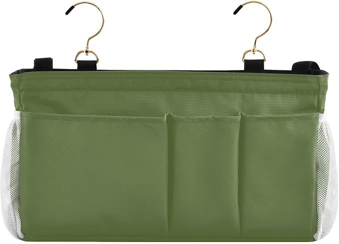 YETTASBIN Olive Green Bedside Caddy Hanging Storage Organizer Bag - Image 3