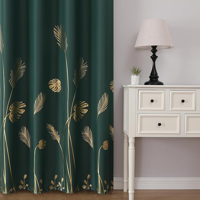 Green Blackout Curtains for Living Room 90 Inches Long, Room Darkening Energy - Image 2