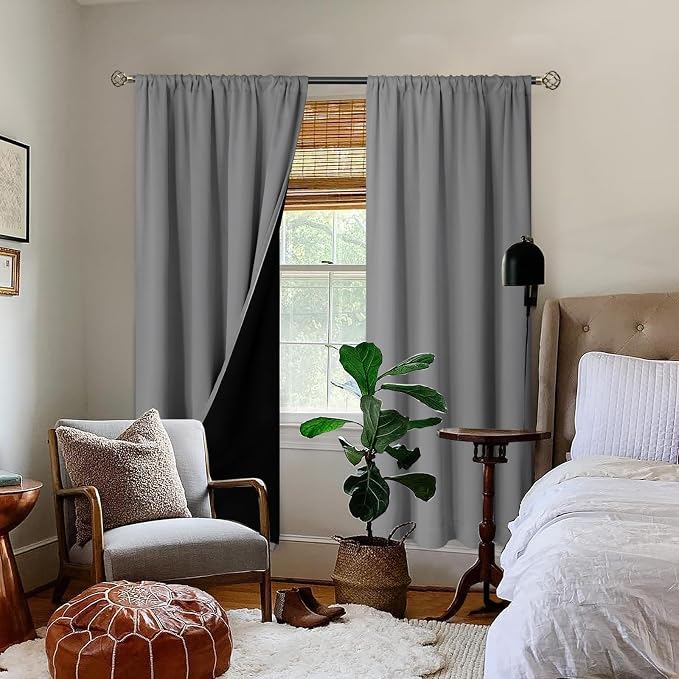 BGment Dove Grey 100% Blackout Curtains - Image 2