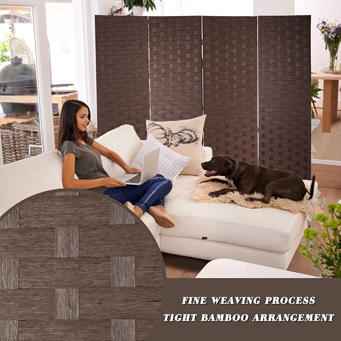 FDW 4-Panel Folding Room Divider | 6ft, Living Room - Image 3