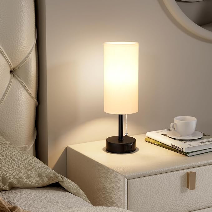 White Bedside Table Lamps Set of 2 - Image 5