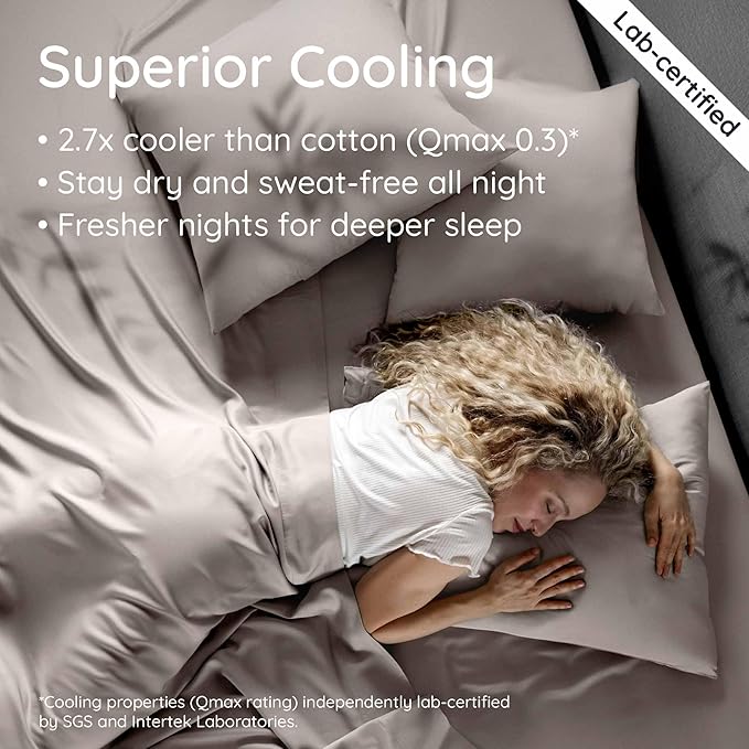 Bambaw 100% Viscose Derived from Bamboo Sheets Full Size Set – 4pcs Cooling Sheets Full Size, Perfect for Hot Sleepers, Luxury & Buttery Soft Sheet Set, with Elastic Corner Straps (Sand)
