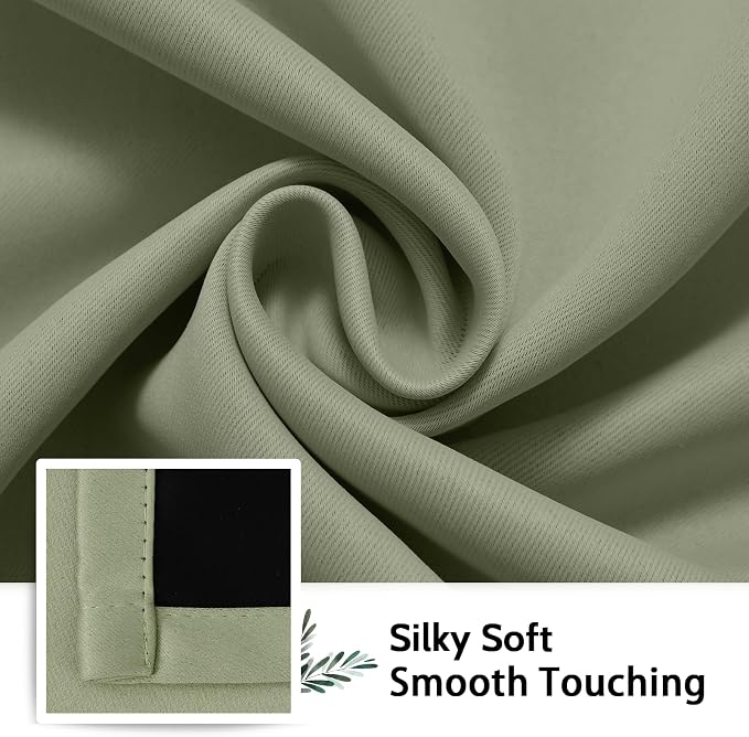SimpleHome Light Sage 100% Blackout Curtains Room Darkening Living Room 72 | - Image 7
