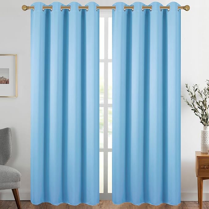 Diraysid Sky Blue Grommet Blackout Curtains by Diraysid%2C+refresh+your+life