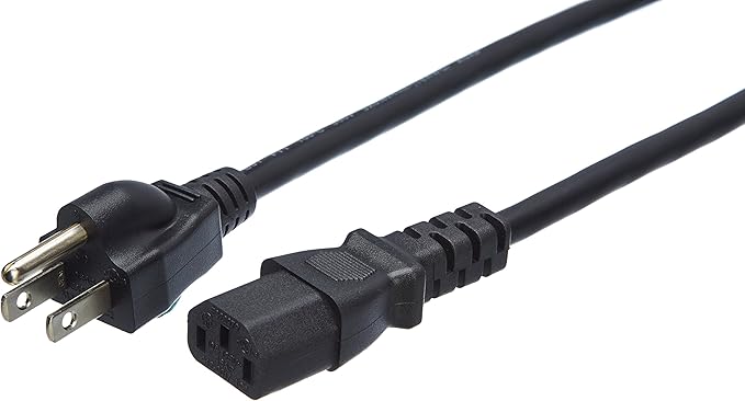 Amazon Basics Computer Monitor TV Replacement Power Cord - 15 ft, Black, 24 Count Total