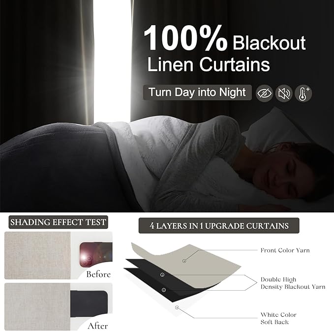 Extra Long Custom 102 Inch Curtains, 100% Blackout Curtains - Image 3