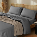 LBRO2M 100% Cotton Sheets Set Deep Pocket 24", 1000 Thread Count King Size 4 Piece Bed Sheet Sets Soft Comfortable Bedding All Season (King, Dark Gray)