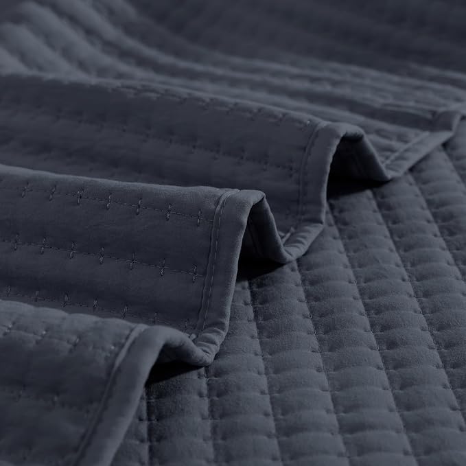Blue Grey California/Oversized King Size Quilt Bedding Set | Lightweight Soft - Image 5