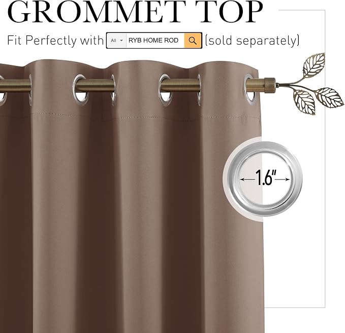 RYB HOME Extra Wide Curtains Room Divider Privacy Blackout Partition | Thermal - Image 2
