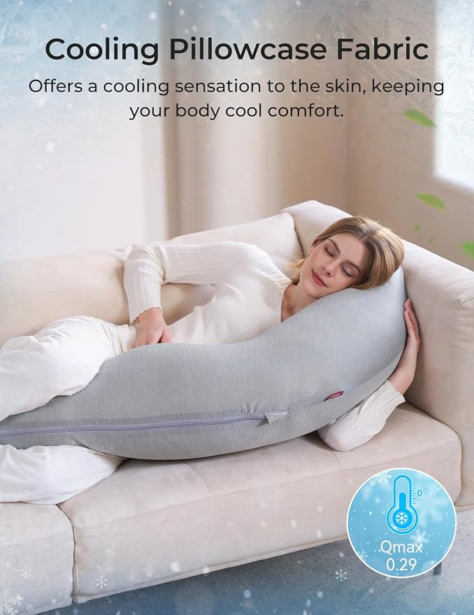 Momcozy J Shaped Pregnancy Pillow, Maternity Body Pillow - Image 2