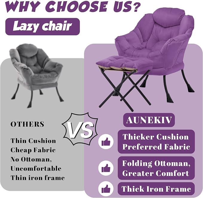 Lazy Chair with Ottoman, Comfy Reading Chair, Lounge Chair - Image 3