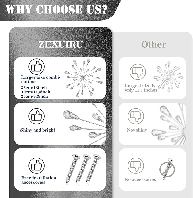 ZEXUIRU 4 Set Silver Starburst Wall Art - Image 7