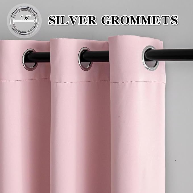 IGEMAEVE Blackout Curtains for Bedroom Grommets Blush Pink 52" W x 96" L | - Image 3