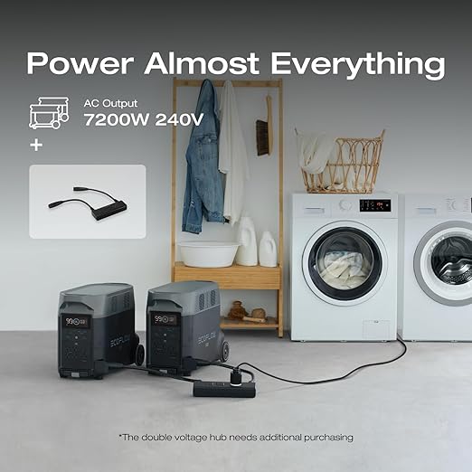 EF ECOFLOW Portable Power Station 3600Wh DELTA Pro, 120V AC Outlets x 5, 3600W, 2.7H Fast Charge, Lifepo4 Power Station, Solar Generator for Home Use, Power Outage, Camping, RV, Emergencies