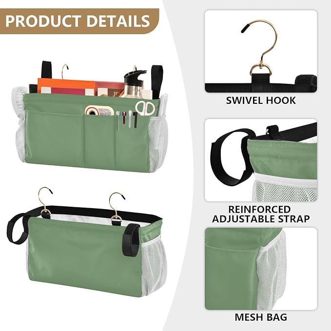 DOMIKING Sage Green Bedside Caddy - Image 5