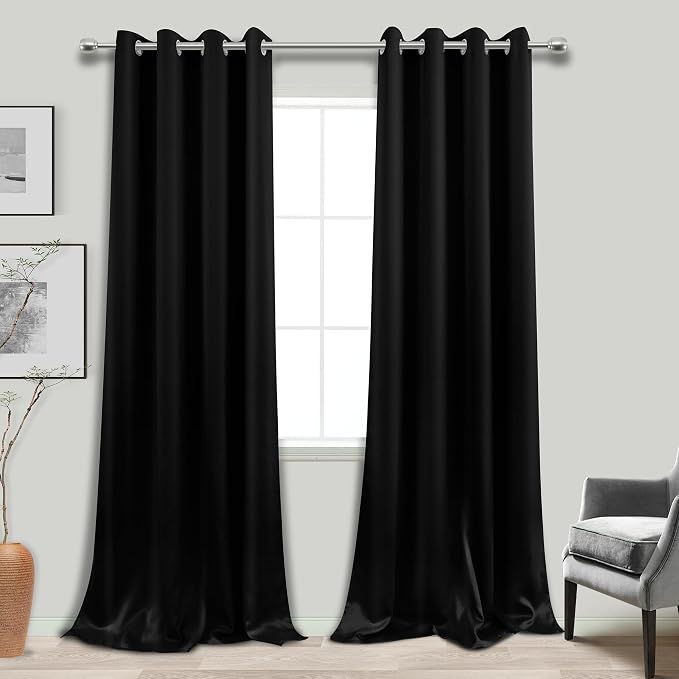 KOUFALL Black Blackout Curtains 120 Inches Long 2 Panels Burg - Image 3