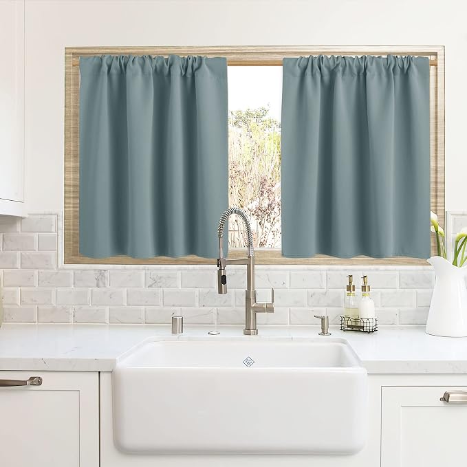 RYB HOME Cafe Blackout Curtains 24 inch Length by RYBHOME