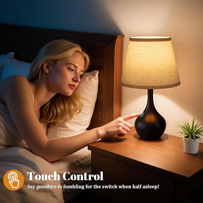 16.1" Touch Table Lamp for Nightstand, 3 Way Dimmable Small Bedroom Lamp | - Image 2
