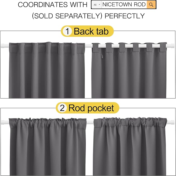 NICETOWN Bedroom Blackout Draperies and Window Treatment- 52 Width X 72 Length - Image 3