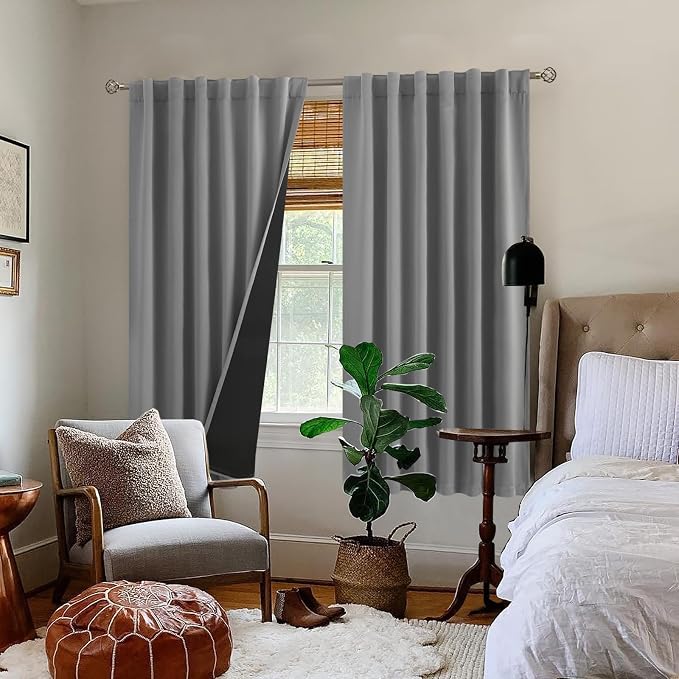 BGment Dove Grey 100% Blackout Curtains 63 Inch Length - Image 9