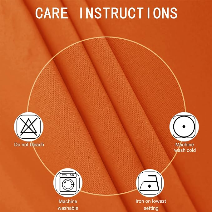 Orange Blackout Curtains 42 x 54 Inch Length Set of 2 Panels Grommet Bedroom - Image 4