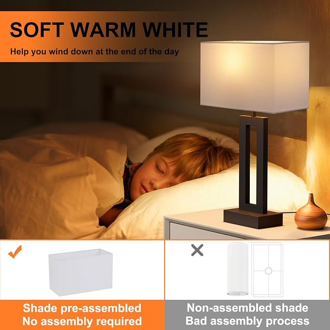 Nightstand Table Lamps for Bedrooms Set of 2 - Image 5