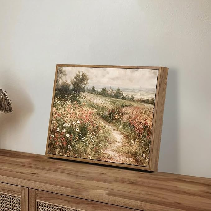 OIQArtOIQ Framed Vintage Wall Art Country Wildflower Canvas Art Paintings | - Image 6