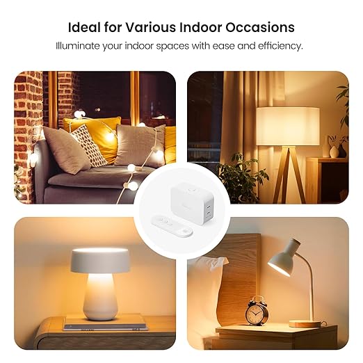 TREATLIFE 2 in 1 Dimmer Plug with Remote, No Smart Features, Wireless Remote Control Outlet, Up to 100FT Range, Plug-in Dimmer Switch for Dimmable Bulbs, String Lights, Max Power 300W