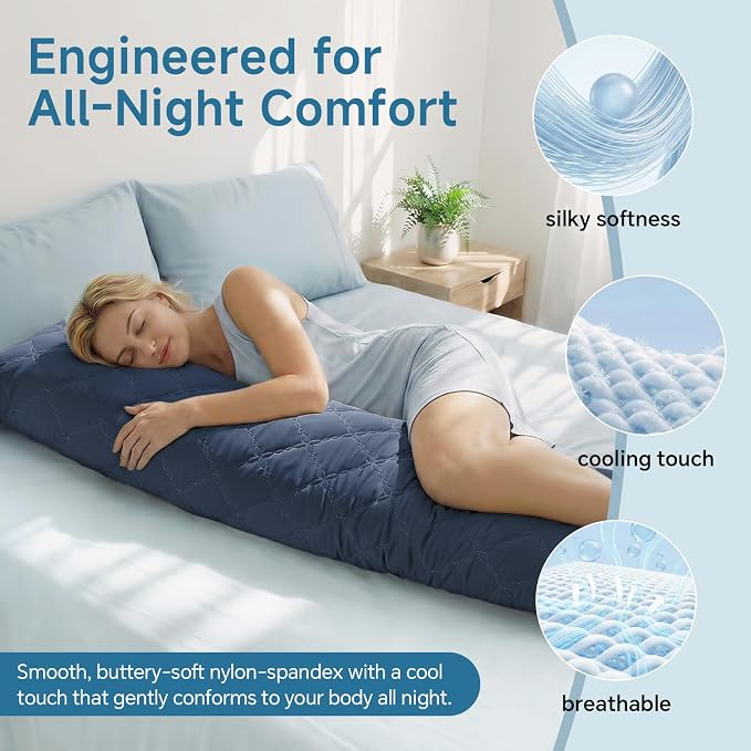 BEDELITE Cooling Body Pillow, Memory Foam Filled, 20x54 Inches | Soft & - Image 2