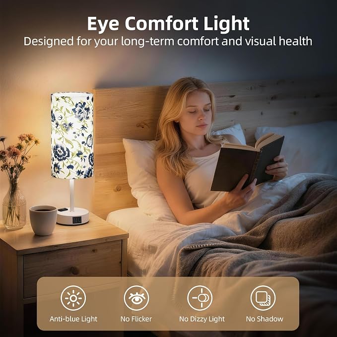 Table Lamp for Nightstand, High-Sensitivity Touch, 3-Level Dimmable Bedside Lamp - Image 5