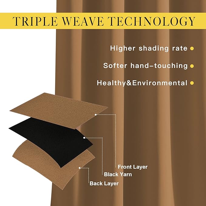 NICETOWN Gold Brown Curtains for Living Room, Grommet 50% Blackout Thermal - Image 3