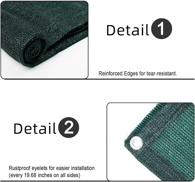 Custom Size 3'x3' Dark Green Balcony Privacy Screen 90% UV Block | Windscreen - Image 4