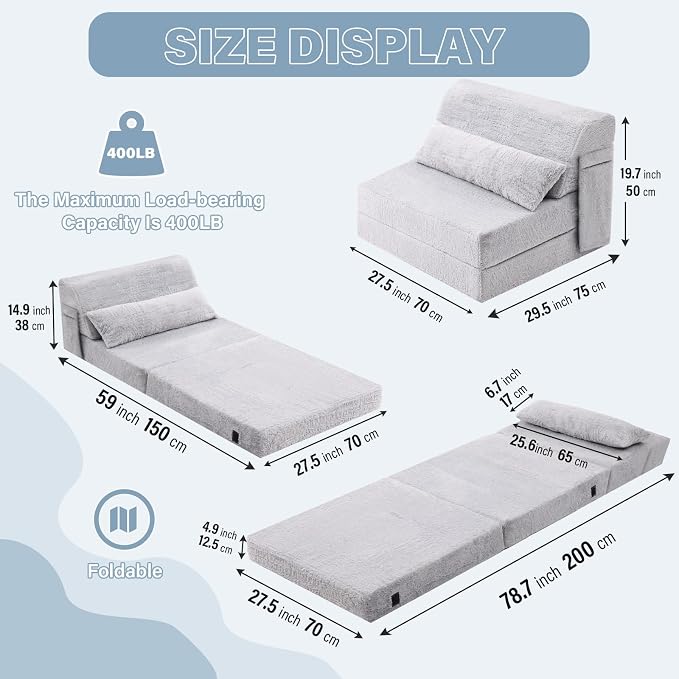 Convertible Folding Sofa Bed Single Size - Image 2